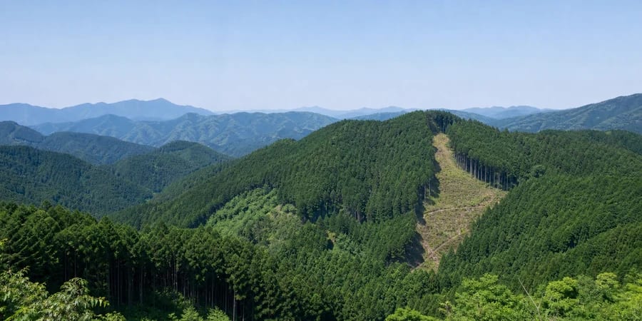 整備された国有林の山並み